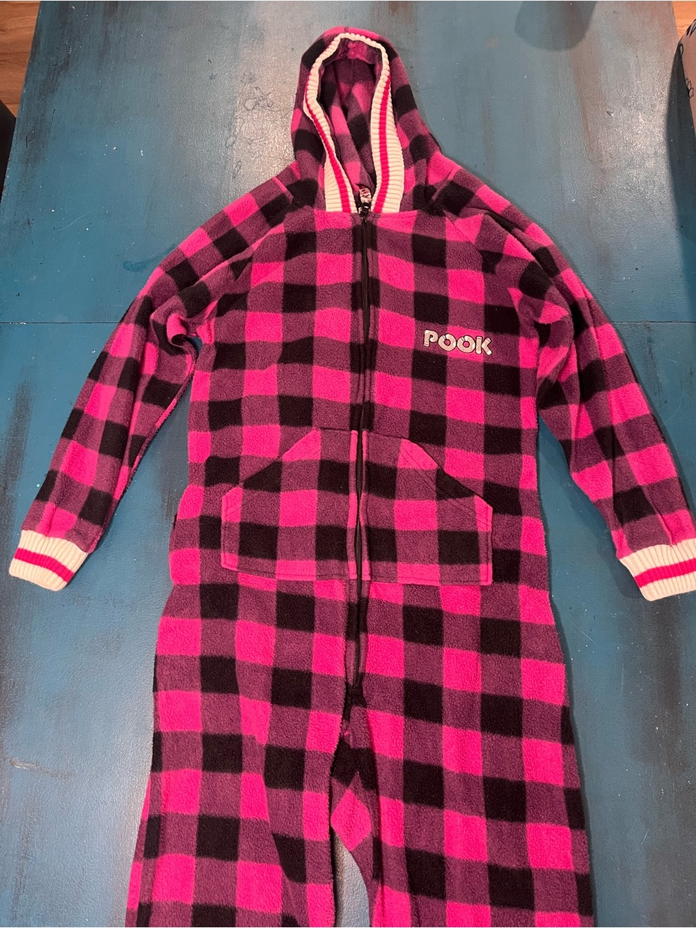 Women’s Pool Pink and Black Plaid Hooded Pajamas